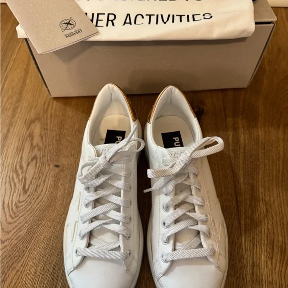 Golden Goose White Sneakers with Gold Heel - Picture 7 of 8